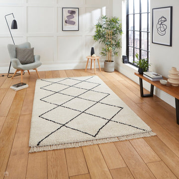 Scandi-Boho RL03 Modern Moroccan Berber Soft Plush Shaggy White/Black Rug-Rug Love Exclusive-Rug Love - The Most Loved Rug Store